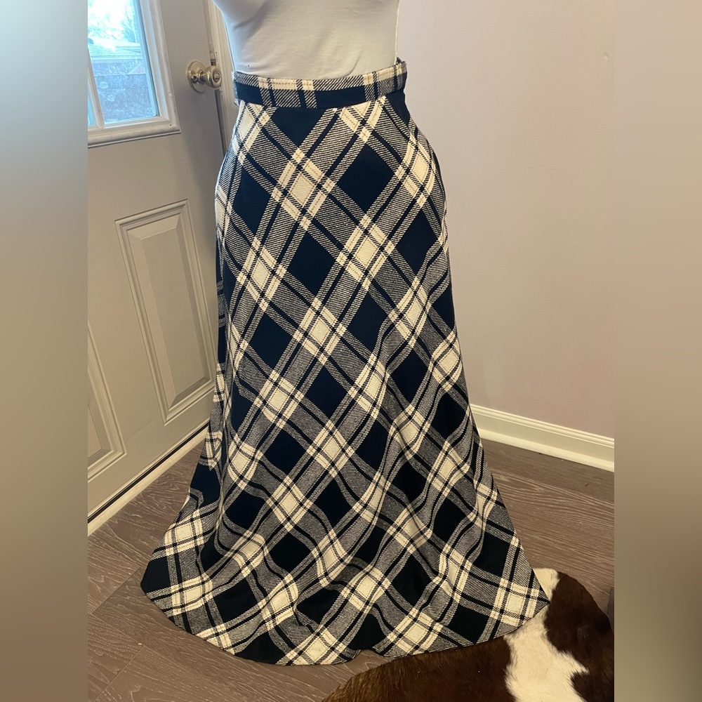 Vintage black, white, & gold argyle maxi skirt